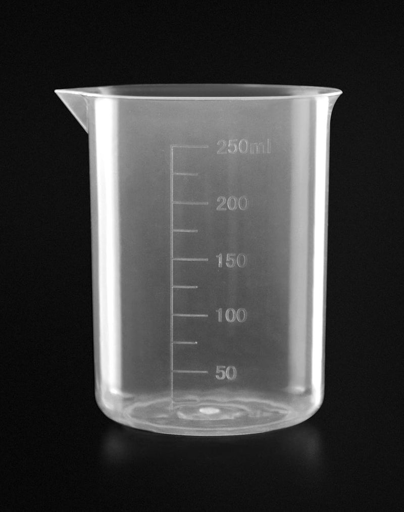QWORK Plastic Beakers, 250ml, 12 Pieces, Polypropylene, Raised Graduations, Tapered Spout - Image 3